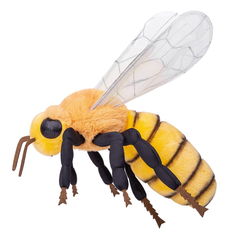 Zhongxin Made Large Bee Plush Toy - Lifelike Bee Stuffed Animals 16In, Realistic Bee Big Wings Toys, Simulation Bee Plushie Model Toy, Unique Plush Gift Collection For Kids