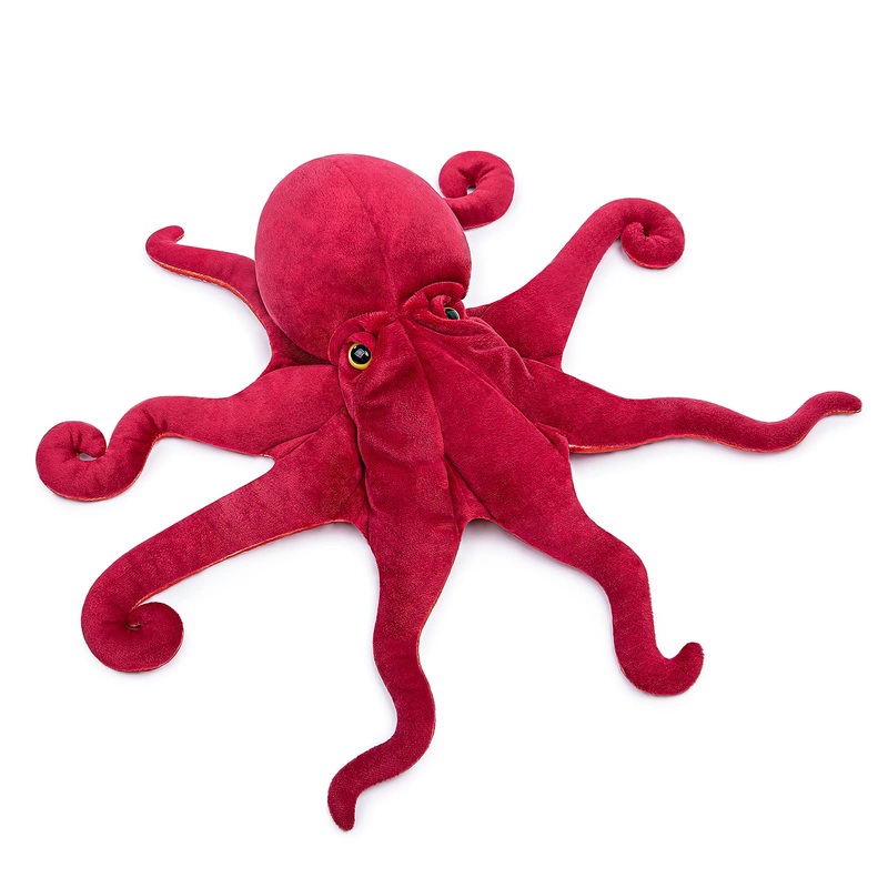 Zhongxin Made Simulation Octopus Plush Toy -Red Soft Real Life Octopus Stuffed Animal Toys, Lifelike Deep Sea Creeping Animal Octopuses Plush Toys For Children Boys Girls (18 Inch)