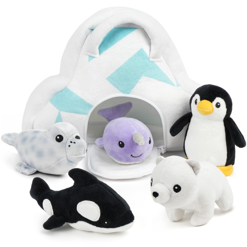 Benben Ocean Stuffed Animal, 5 Pack Small Sea Creature Plush Toys And Shell Carrying Bag Set, Cute Plushies For Baby Kids, Sea Turtle, Octopus, Mermaid, Seahorse, Crab, Baby Shower, Stocking Stuffers