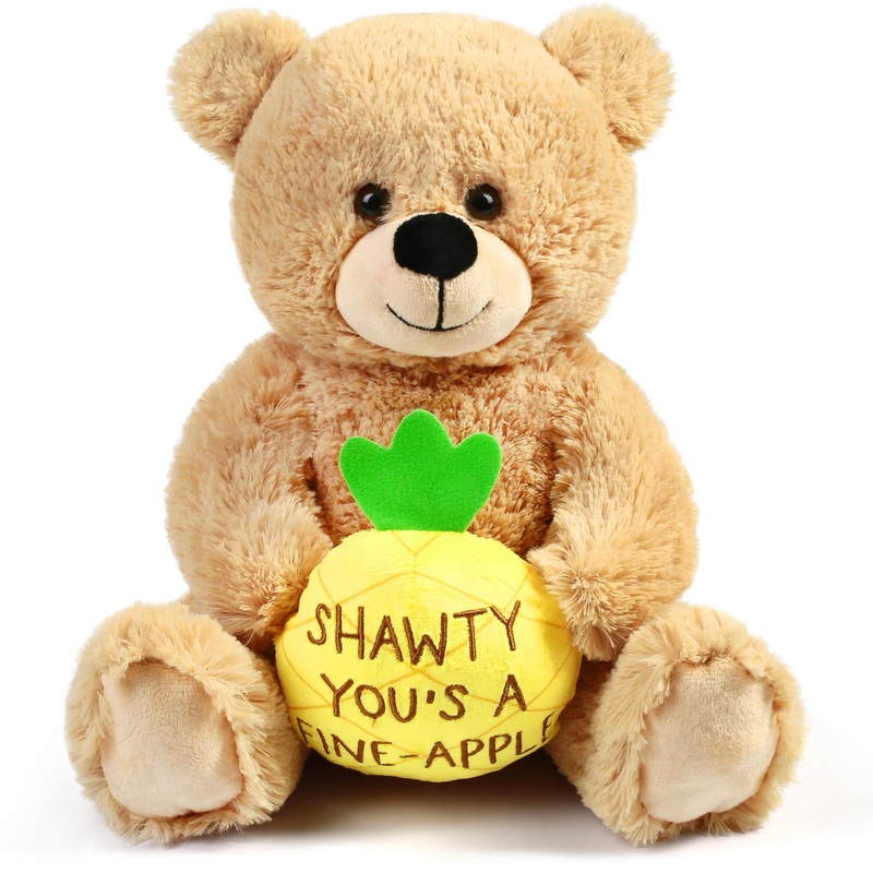 Benben Shawty U Fine Teddy Bear, Valentines Day Gifts For Her, Women, Girlfriend, Wife, 10 Inch Teddy Bear Stuffed Animal With Pineapple, Funny Bear Plush Toy For Birthday, Anniversary, Christmas