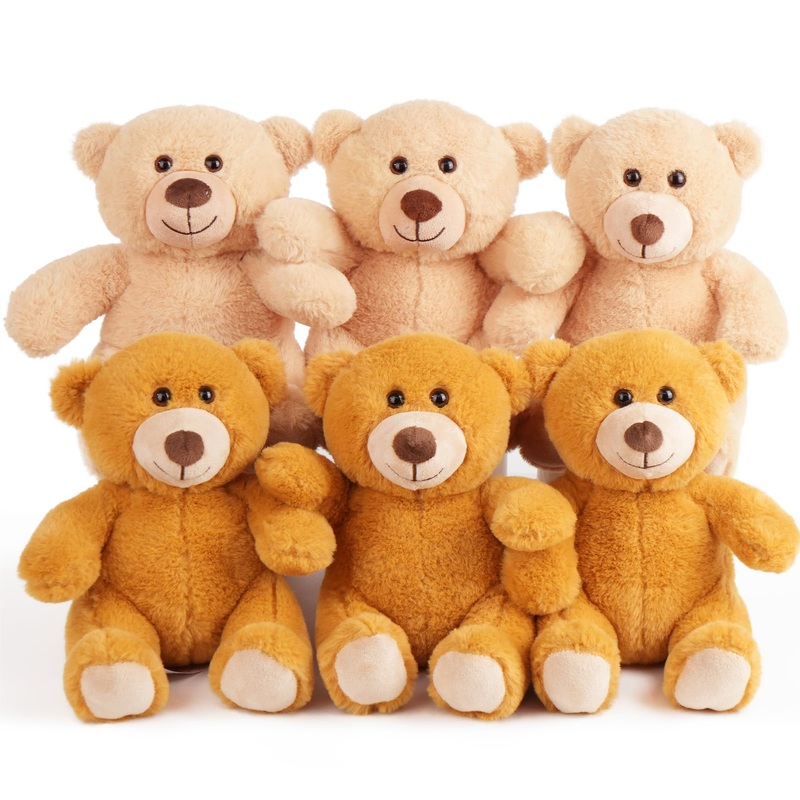 Benben Teddy Bear Stuffed Animal, Set Of 6 Teddy Bears Bulk, 8 Inch Bear Plush Toy For Kids, Baby Shower Decoration For Boys, Girls, Gifts For Girlfriend