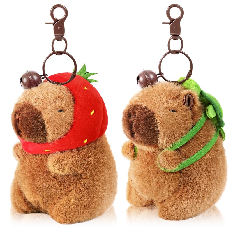 Ditucu 2 Pcs Capybara Plush Keychain Toys Kawaii Strawberry Turtle Capibara Stuffed Animals Dolls Pendant For Backpack Decoration Gift For Kids