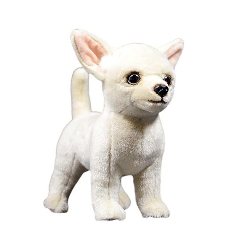 Tiny Heart Simulation Chihuahua Puppy Soft Stuffed Plush Toy 10' Long, Cute Realistic Chihuahua Plush Stuffed Animals Gifts For Kids