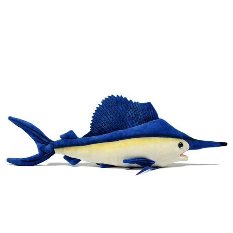 Tiny Heart Simulation Swordfish Plush-Sailfish Stuffed Animals-Marlin Deep Sea Plushie-Lifelike Gift Toy Fish Doll For Kids 18 Inches Long