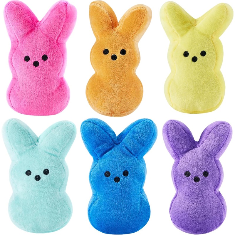 Vizethru 6 Pcs Easter Bunny Plush Toys Decorations Cute Animal Bunny Stuffed Doll Easter Basket Stuffers Gift For Kids (6 Inches)