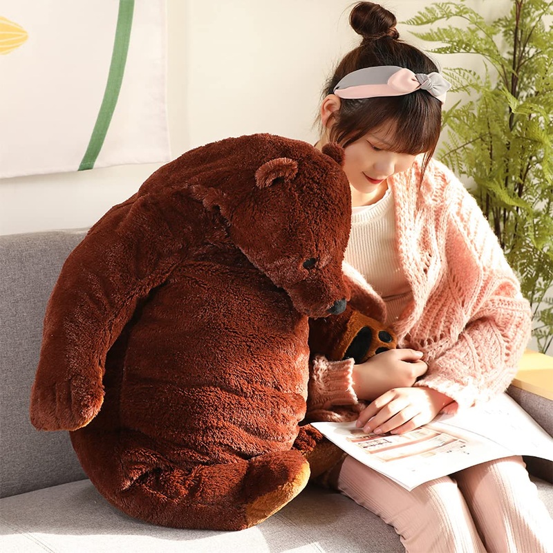 Yeqivo Huge Bear Plush Toy Brown Giant Bear Plush, 60Cm Big Stuffed Bear Soft Simulation Big Bear Stuffed Animal Plush For Kids Girlfriend