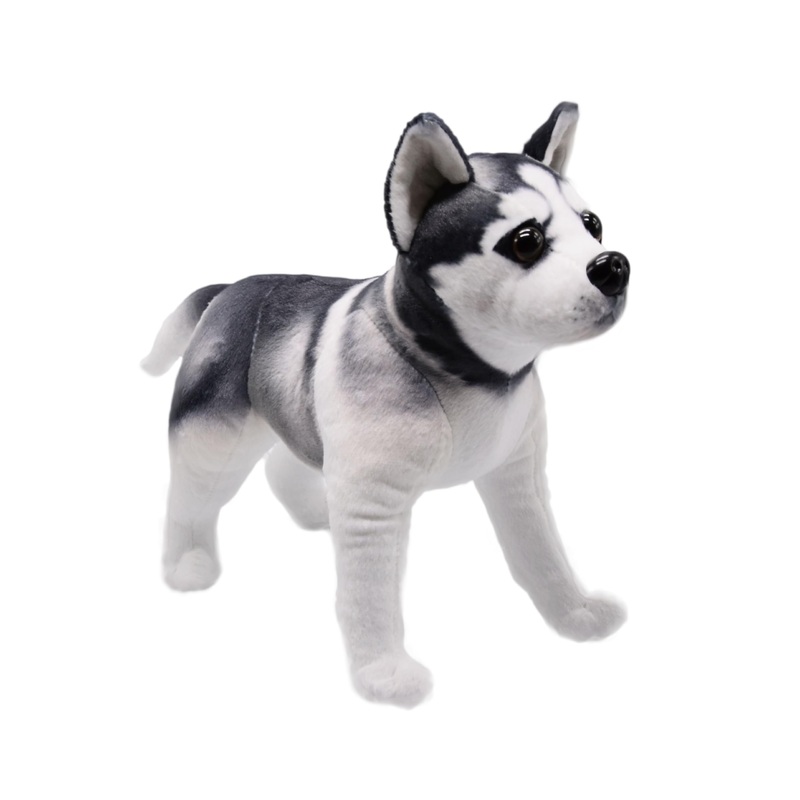Yonlit Lifelike Husky Dog Stuffed Animal Simulated Plush Puppy Toy Doll Super Realistic Grey Dogs Act Like Real Excellent Gifts For Kids Birthday Party Dog Collection 12 Inches (Husky)