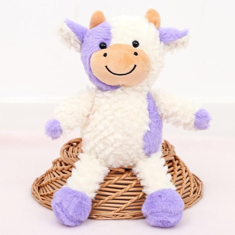 Yukouqian Cow Stuffed Animal Cow Plush Doll Toy 11.8 Inch For Girls Boys Christmas Children'S (Stand Cow Purple)