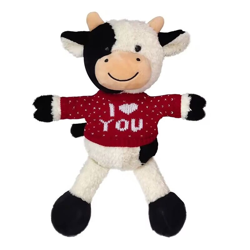 Yukouqian Cow Stuffed Animal Cow Plush Doll Toy 11.8 Inch For Girls Boys Christmas (Cow Red Clothes)