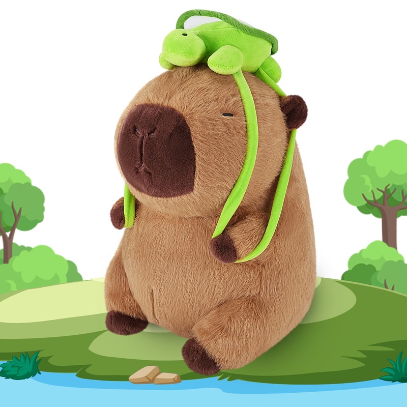 Achwishap Capybara Plush,Cute Plushies Capybara Stuffed Animal,Soft Capybara Plush Toys,Kawaii Plush Stuffed Toys With Turtle Backpack Plushies Gifts For Kids Adults Birthday(Capybara Turtle,10)