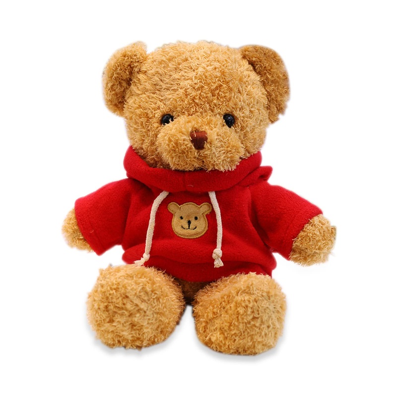 Aucooma Teddy Bear Stuffed Animal Cute Red Hoodie Bear Plush Toys Gifts For Kids 11.8 Inches