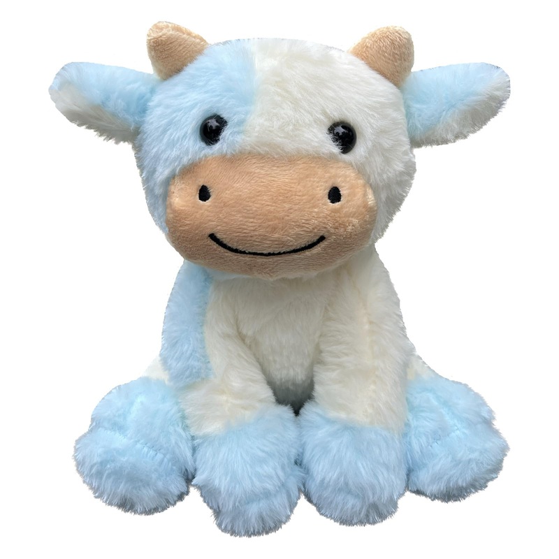 Bsvome 9 Inches Cow Stuffed Animal Soft Plush Cute Cow Doll For Boys Girls (Blue Cow)