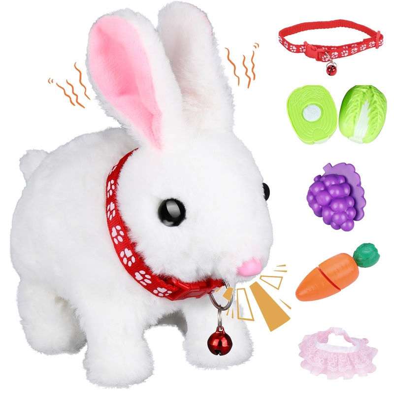 Bunny Plush With Jumping Action, Wiggling Ears, And Twitching Nose, Perfect Easter, Christmas & Birthday Gift For Kids Aged 3-6  Bunny Toys For Kids, Rabbit Stuffed Animal With Sounds And Movements