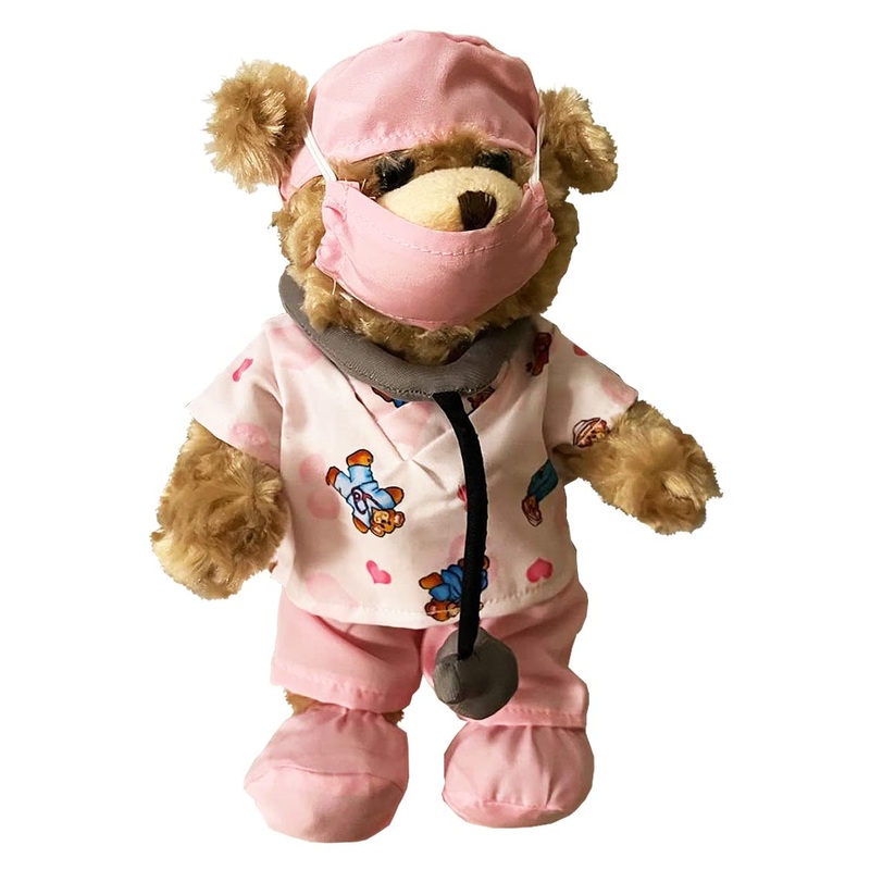 Jolitee Recovery Bear Gifts For Kids And Adults, Teddy Broken Arm Broken Leg, Get Well Stuffed Animal Teddy Bear With Left Or Right Arm Cast Sling 10.5 Inches (Doctor Nurse Pink)