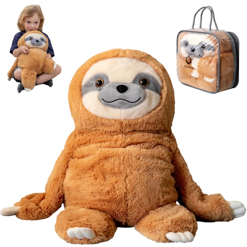 Weighted Stuffed Animal For Anxiety | Calming & Comforting 5 Lbs | Weighted Plush Animal Sloth | Anxiety Stuffed Animals For Adults & Kids | Carrying Bag Included | Machine Washable Weighted Plushie
