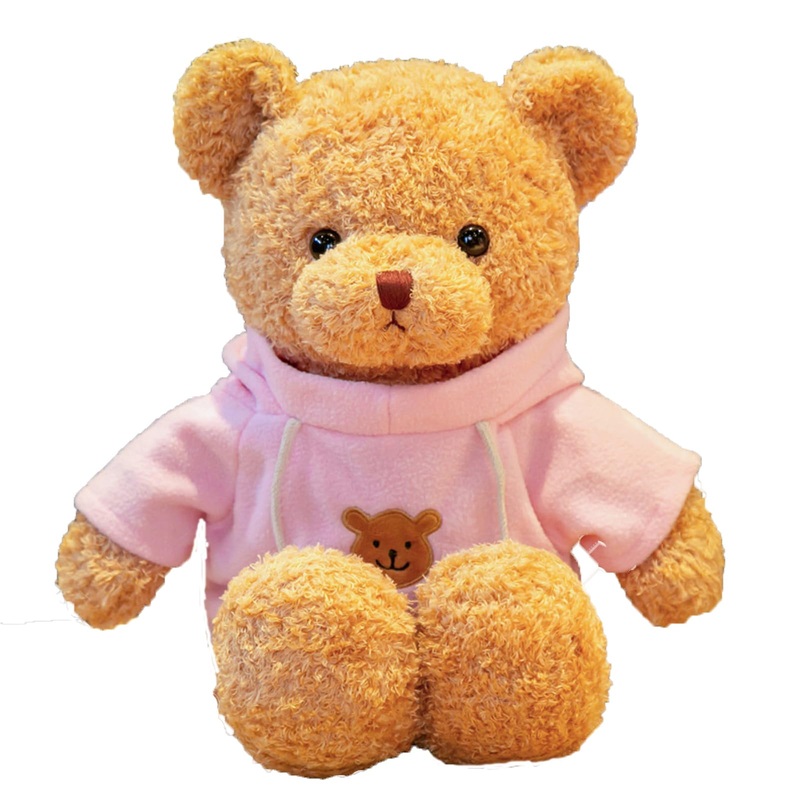 Aucooma Teddy Bear Stuffed Animal Cute Teddy Bears Plush Pink Hoodie Gifts For Kids 11.8''