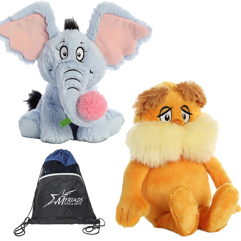 Aurora Dr Seuss 12'' Stuffed Animal Duo: Horton And The Lorax, With Cotton Giftbag
