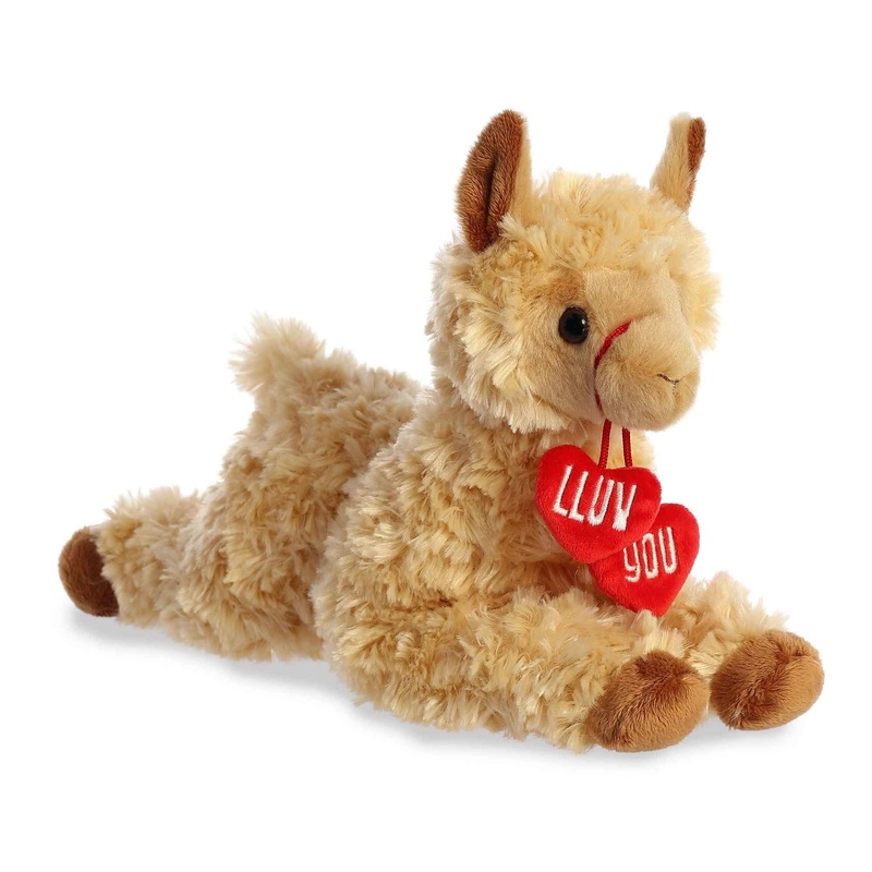 Aurora Heartwarming Valentine Just Sayin' Lluv You Llama Stuffed Animal - Decorative Charm - Loveable Companions - Brown 12 Inch