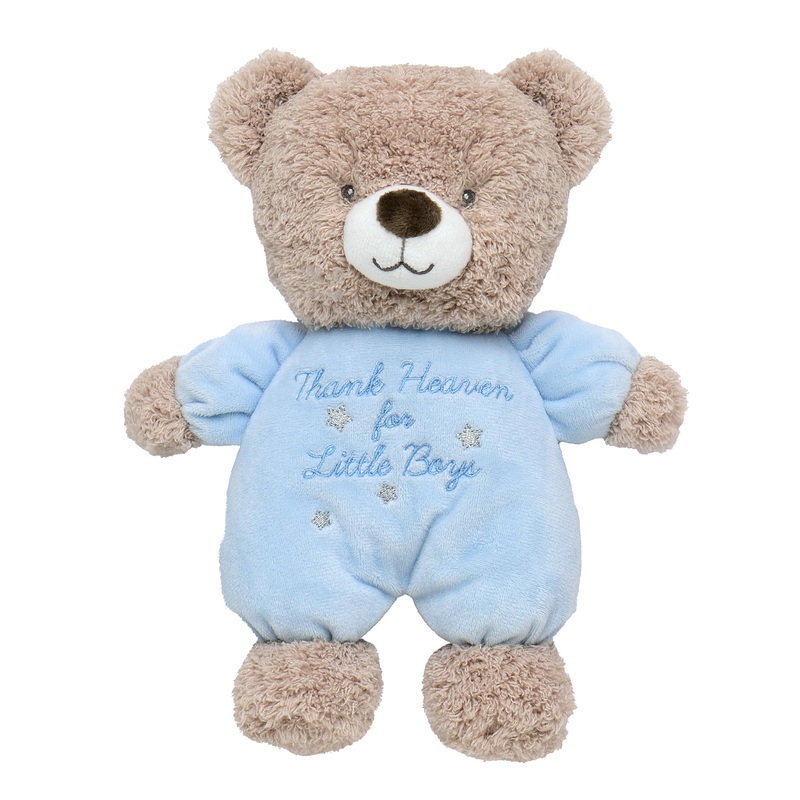 Baby Starters Little Me Plush Bear Rattle With Thank Heaven For Little Boys Embroidery (Blue, 9 Inch)