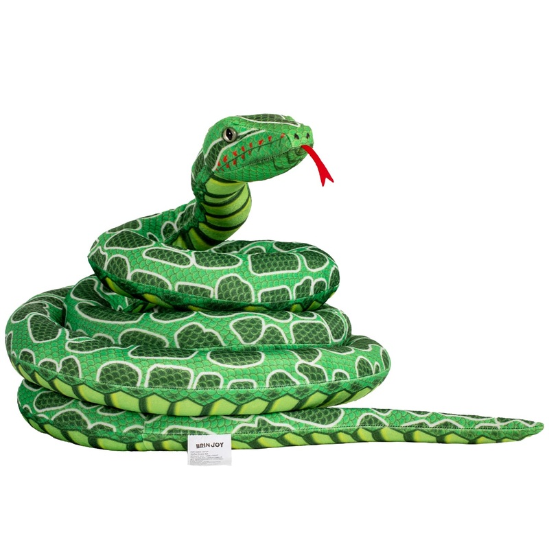Brinjoy Giant Snake Stuffed Animal, 149 Inch Large Snake Lifelike Jumbo Animal Plush Toy For Kids, Curving Huge Snake For Boys & Girls Gift On Birthday Baby Shower Party