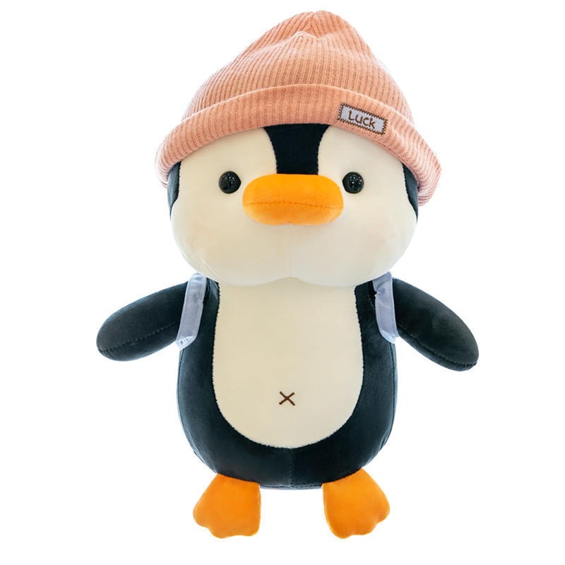 Bsvome 9 Inches Penguin Stuffed Animals Soft Plush Cute Travel With Hat Backpack Doll For Boys Girls