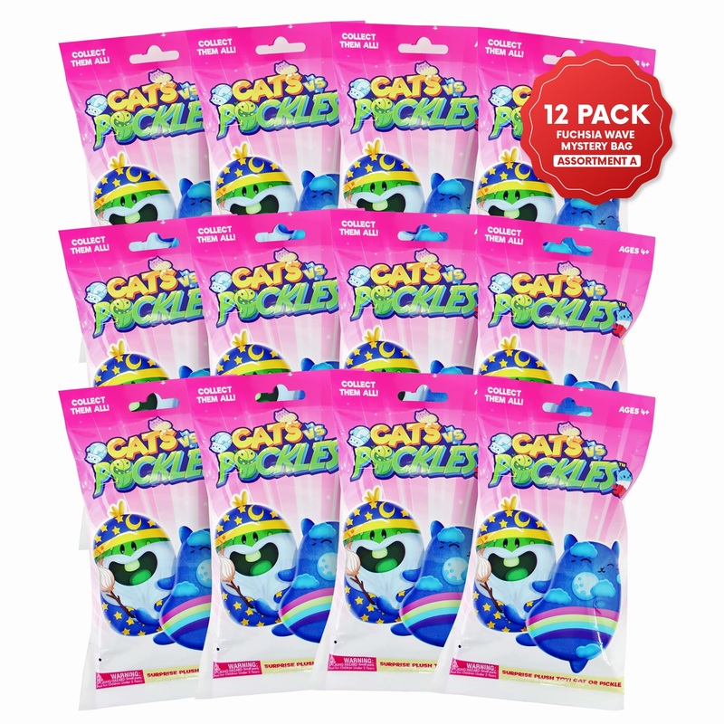 Cats Vs Pickles 12Pk Mystery Bags Fuchsia Wave Bean Filled Plushies For Advent Calendars | Blind Bags For Girls And For Boys | S