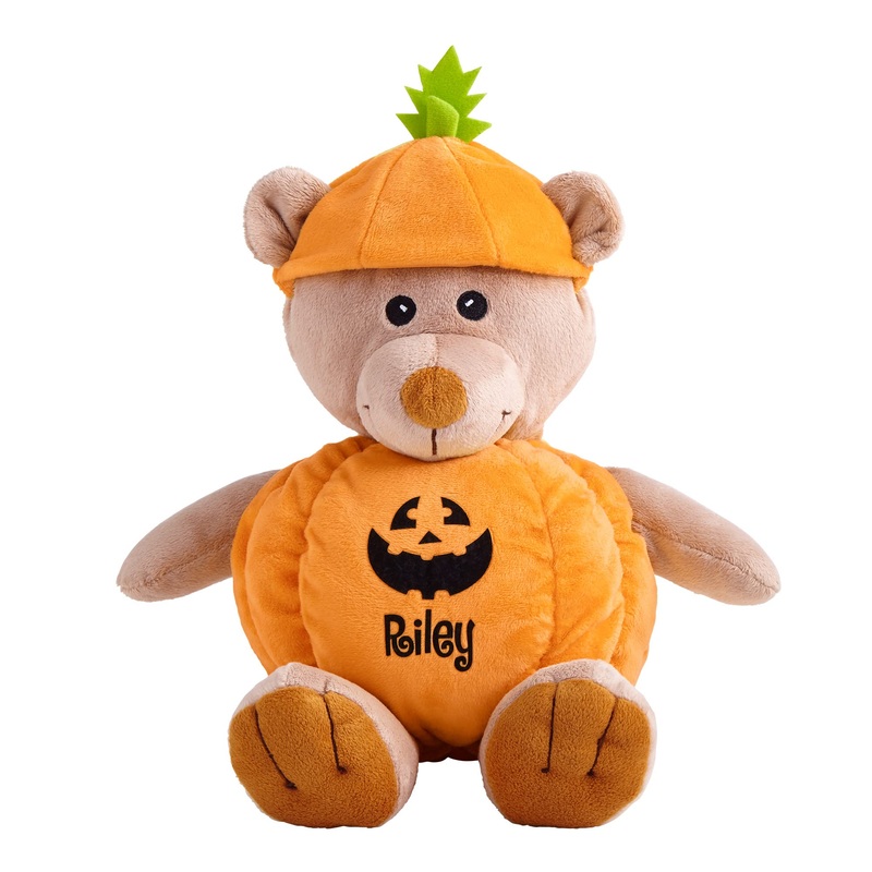 Let'S Make Memories Personalized Halloween Teddy Bear - Stuffed Animal - Bear In Pumpkin Costume Toy - Customize Name