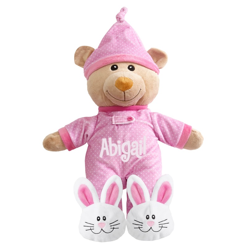 Let'S Make Memories Personalized Pajama Bear - Stuffed Animal - Teddy Bear - Newborn - Baby - Kids - Pink