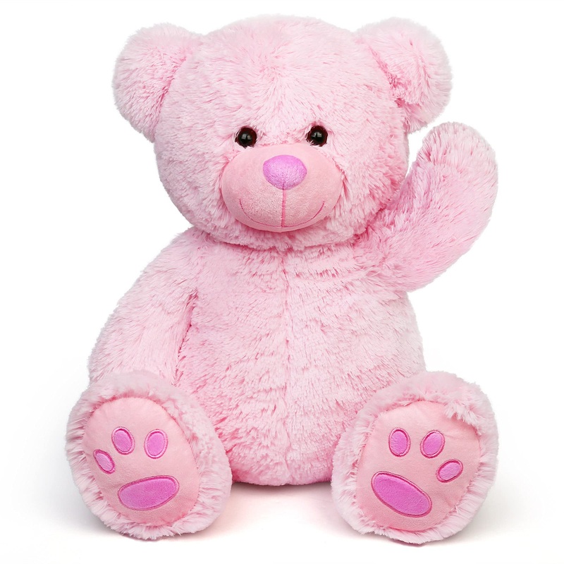 Lotfancy Teddy Bear Stuffed Animals, 20 Inch Pink Stuffed Bear, Cute Plush Toy With Footprints, Plushies For Kids Baby Toddlers