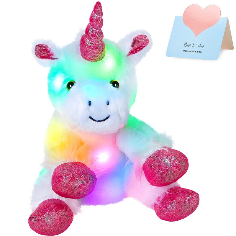 Wewill 12'' Light Up Unicorn Stuffed Animal Led Unicorn Soft Plush Toys Glow In Dark Bedtime Companion With Night Lights Birthda