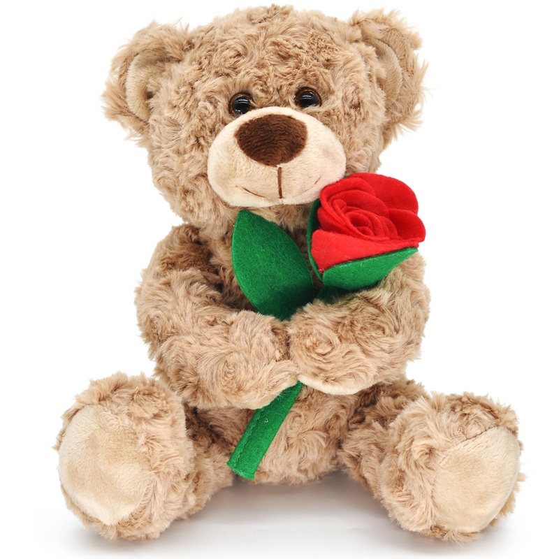 Bakalizoo 12'' Stuffed Teddy Bear Dolls With Rose, Soft Plush Animal Toys For Valentine'S Day Her/Girlfriend Lover Mom Kids Gift