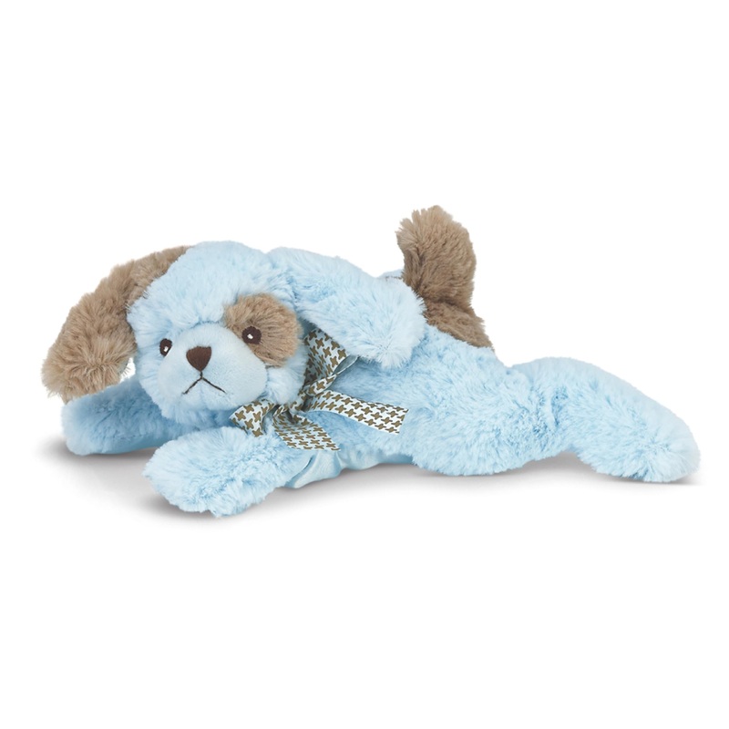 Bearington Baby Lil' Waggles Plush Stuffed Animal Blue Puppy With Rattle, 8 Inches