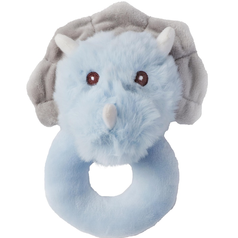 Bearington Lil' Tracer Plush Stuffed Animal Dinosaur Soft Ring Rattle, 5.5 Inch