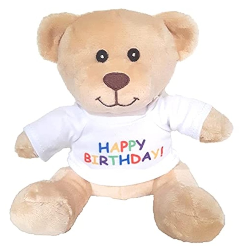 Hug-A-Booboo Happy Birthday! Small Plush Teddy Bear From Super Cute 6 Inch Plush Teddy Bear With Happy Birthday! Message T-Shirt - Great For Gift, Gift Basket, Party Favor