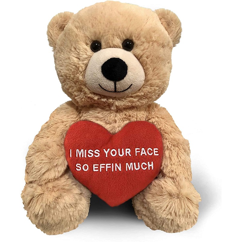 I Miss Your Face So Effin Much - 10' Teddy Bear & Gift Bag - Funny Stuffed Animal Plush Gift For Girlfriend, Boyfriend, Best Friend - Birthday, Anniversary, Valentines, Or Long Distance - Witty Bears