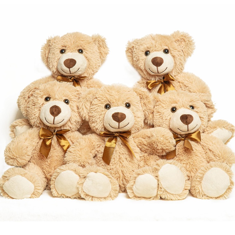Lelelong 5 Pack Teddy Bears Bulk 13.5 Inich Teddy Bear Stuffed Animal Baby Shower Decorations For Centerpiece Gifts For Christma