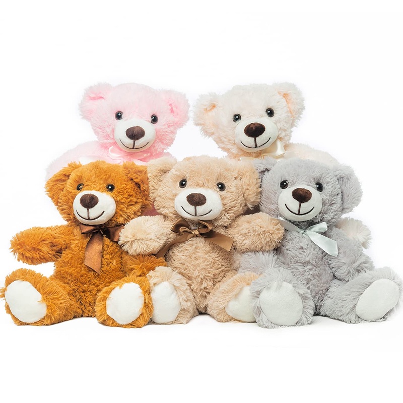 Quaakssi Teddy Bears Bulk 5 Packs Teddy Bear Stuffed Animal Plush Toys 5 Colors Gift For Kid Girlfriend,13.5 Inches Stuffed Bears For Christmas ValentineS Day Birthday Wedding Party