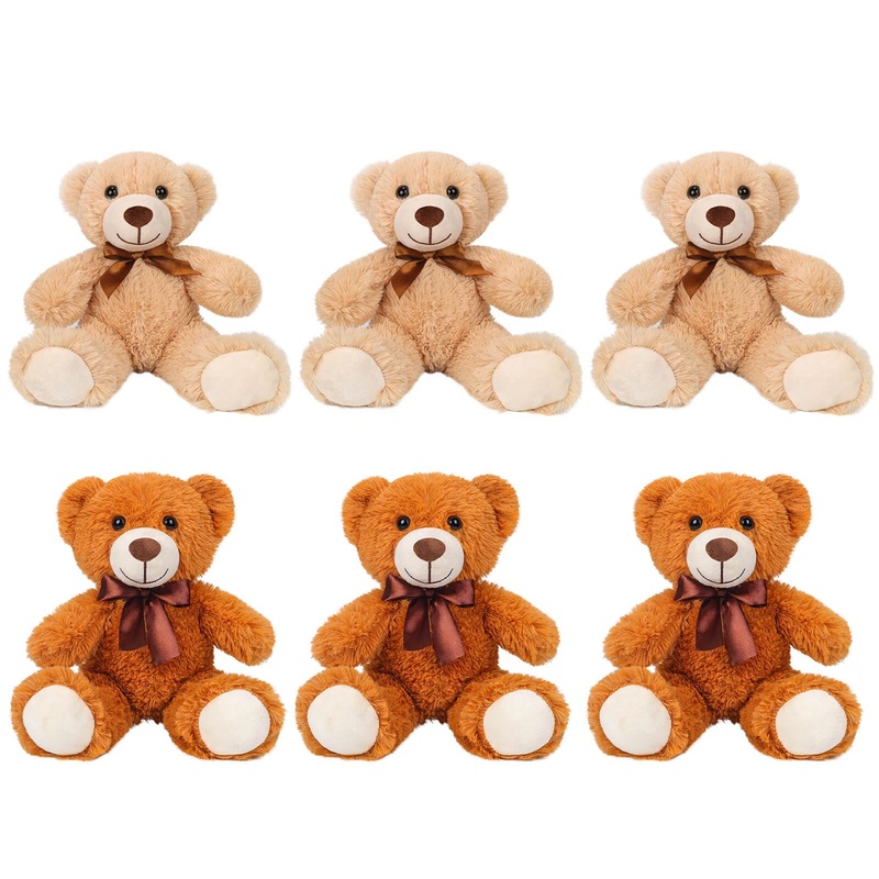 Seyomi Teddy Bear Stuffed Animal, Small Teddy Bear Plush Toys,6 Packs Teddy Bears Bulk For Birthday Wedding Party, Bear Stuffed Animal,13.7 Inches Brown