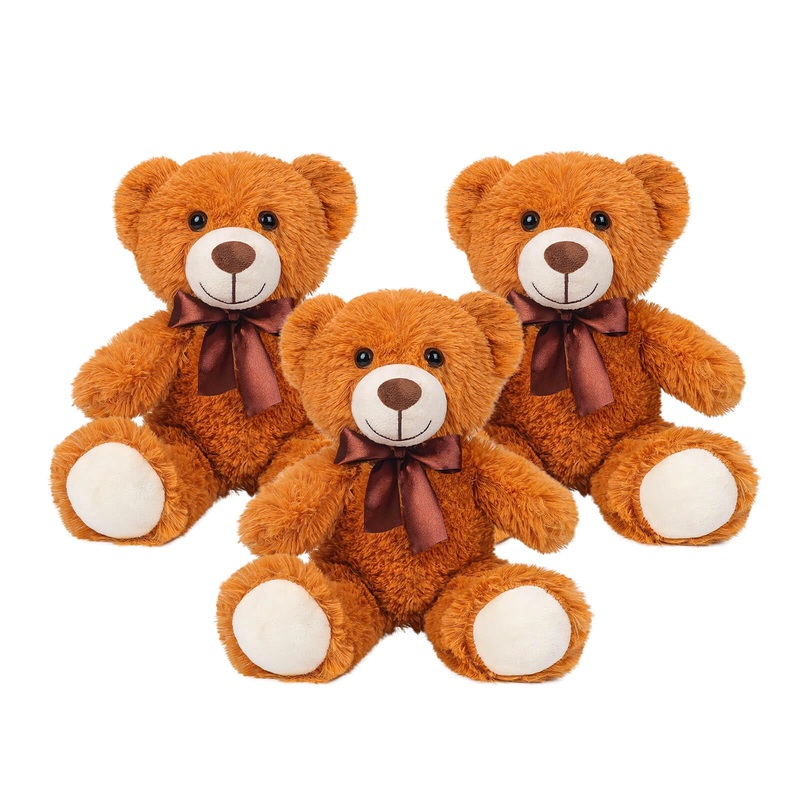 Seyomi Teddy Bears Bulk 3 Packs, Teddy Bear Stuffed Animal Plush Toy, 13.7 Inches Bear Stuffed For Wedding, Christmas, ValentineS Day, Birthday, Light Brown
