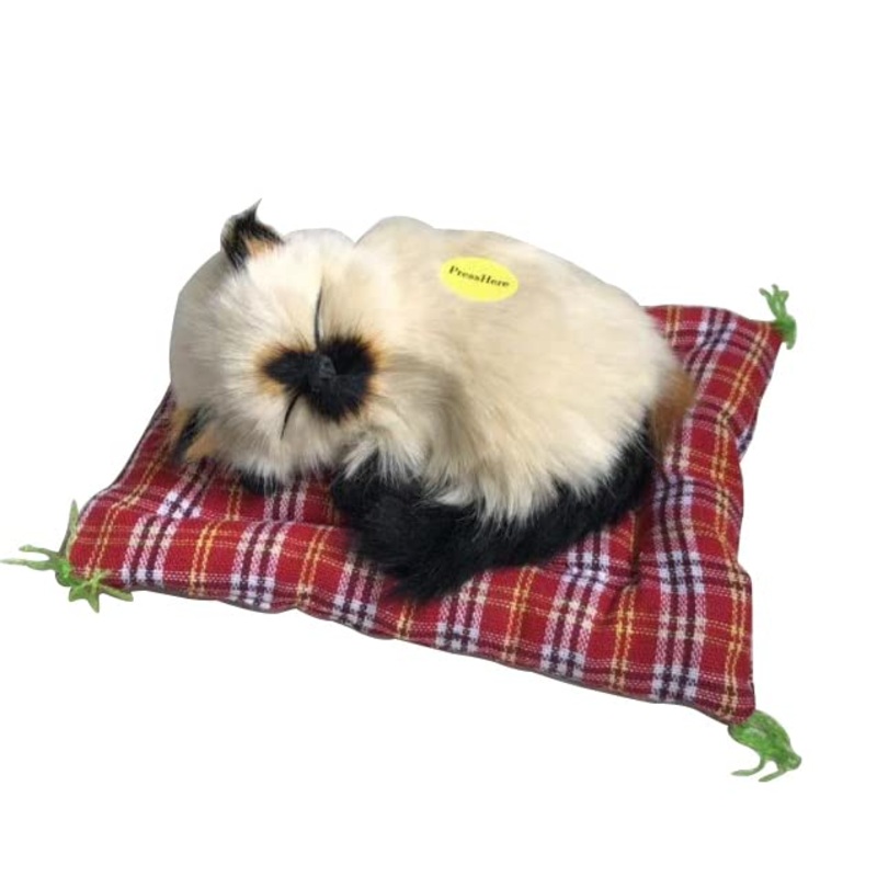 Simulation Lovely Cat Make Sounds Doll Cute Sleeping Plush Cats On Mat Stuffed Decorations Great Gift