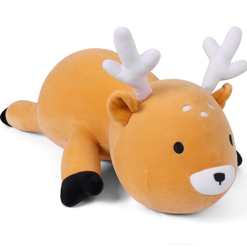 Webingo Weighted Stuffed Animals, 24'' Weighted Deer Plush Toy 4.2 Lb Soft Pillow Cute Giant Plushie Gifts For Kids & Adults(Dee