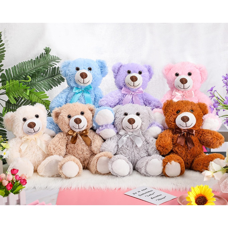 Zomiboo 7 Packs 14 Inch Plush Bear Stuffed Animals Plush Soft Cute Stuffed Dolls Birthday Party Decorations(Cute Colors)