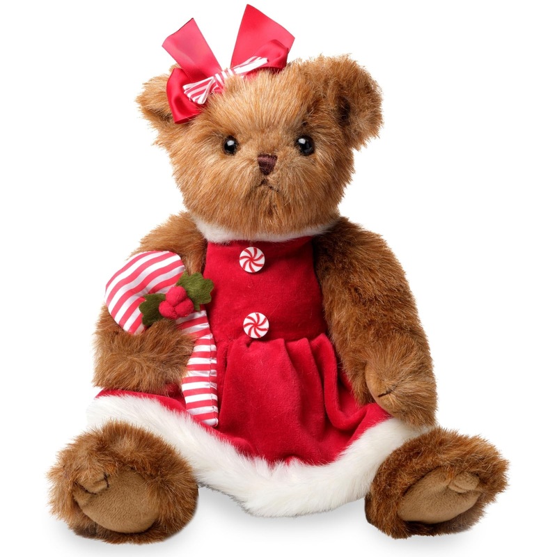 Bearington Collection Christa Cane Christmas Bear Stuffed Animal, 14 Inch, Teddy Bear Plush, Christmas Gift For Kids
