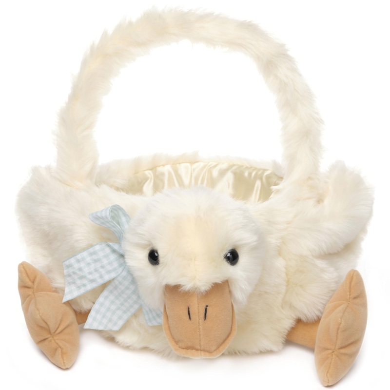 Bearington Quack The Yellow Duck Plush Easter Basket, 12 X 13 Inch Baby Easter Basket, Duck Easter Basket