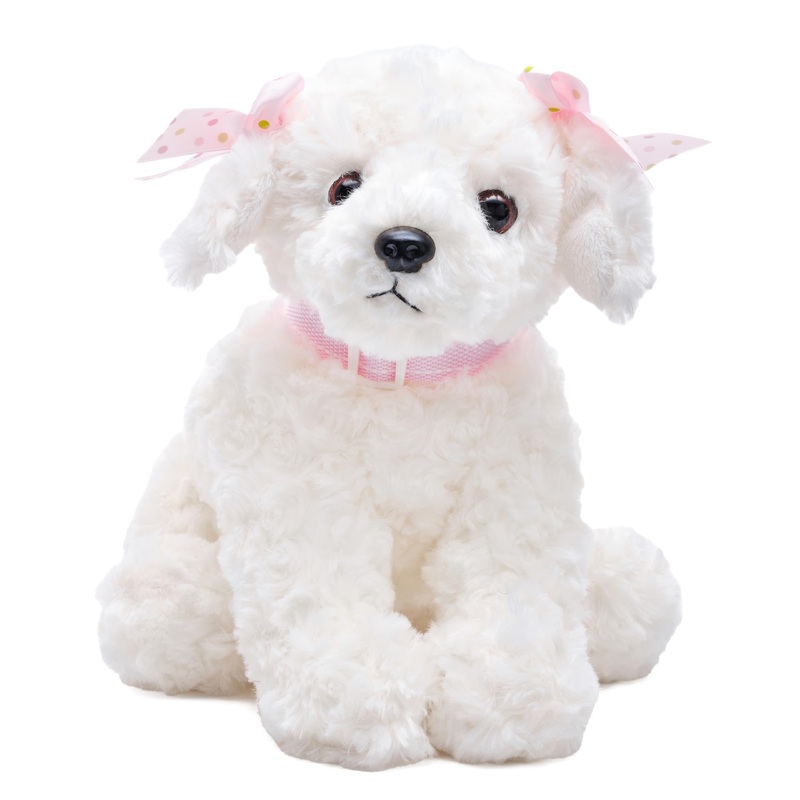 Bearington Sassy Plush Stuffed Animal White Puppy Dog 10 Inches