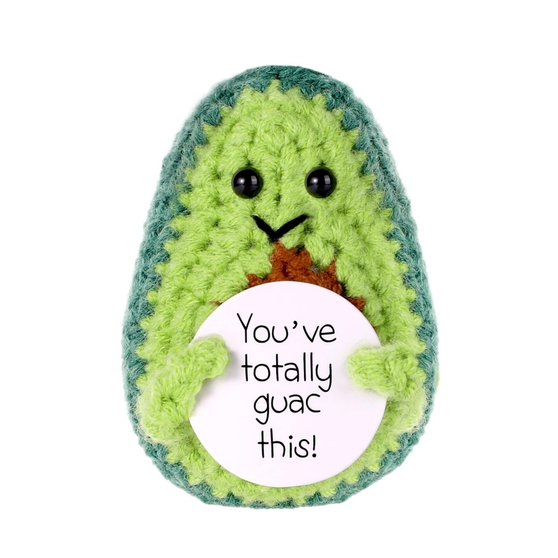 Boxob Positive Avocado Crochet, 3.2 Inch Funny Positive Avocado With Positive Affirmation Mini Knitted Avocado Cute Emotional Support Crochet Plush Encourage Gift For Birthday Holiday Decoration