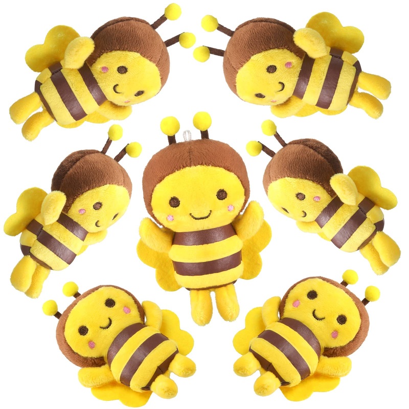 8 Pcs 5 Inch Stuffed Bees Plush Soft Small Bee Stuffed Animal Realistic Cartoon Little Honey Toy Adorable Doll For Birthday Party Decorations Diy(Vivid Style)