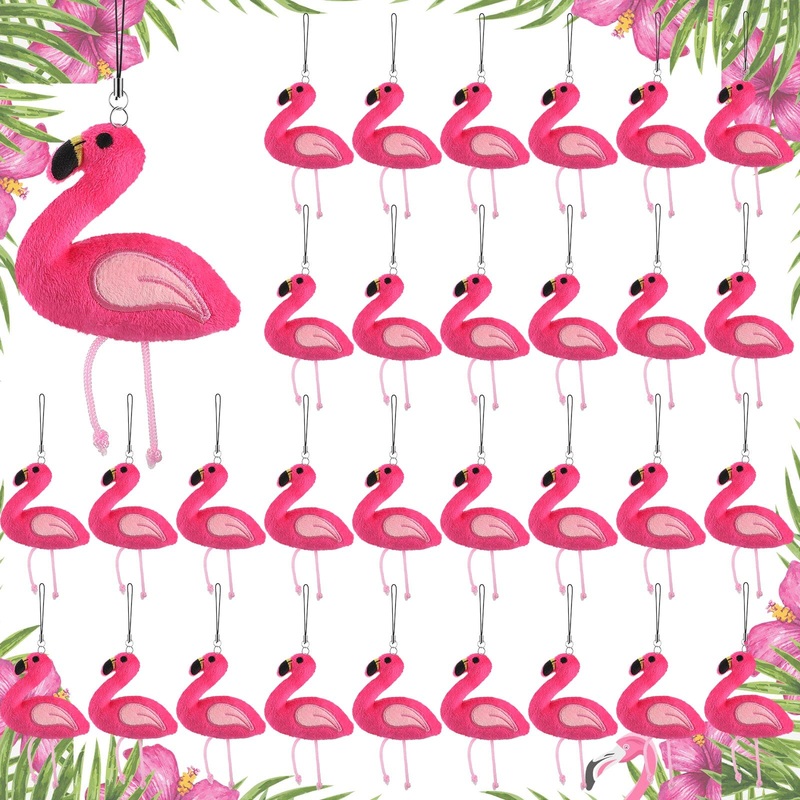 Civaner 30 Pcs Flamingo Ornament Mini Flamingo Stuffed Animal Plush Toys Gift Flamingo Keychain Decorations Pink Flamingo Keychain Set Flamingo Birthday Party Decor For Party Favor