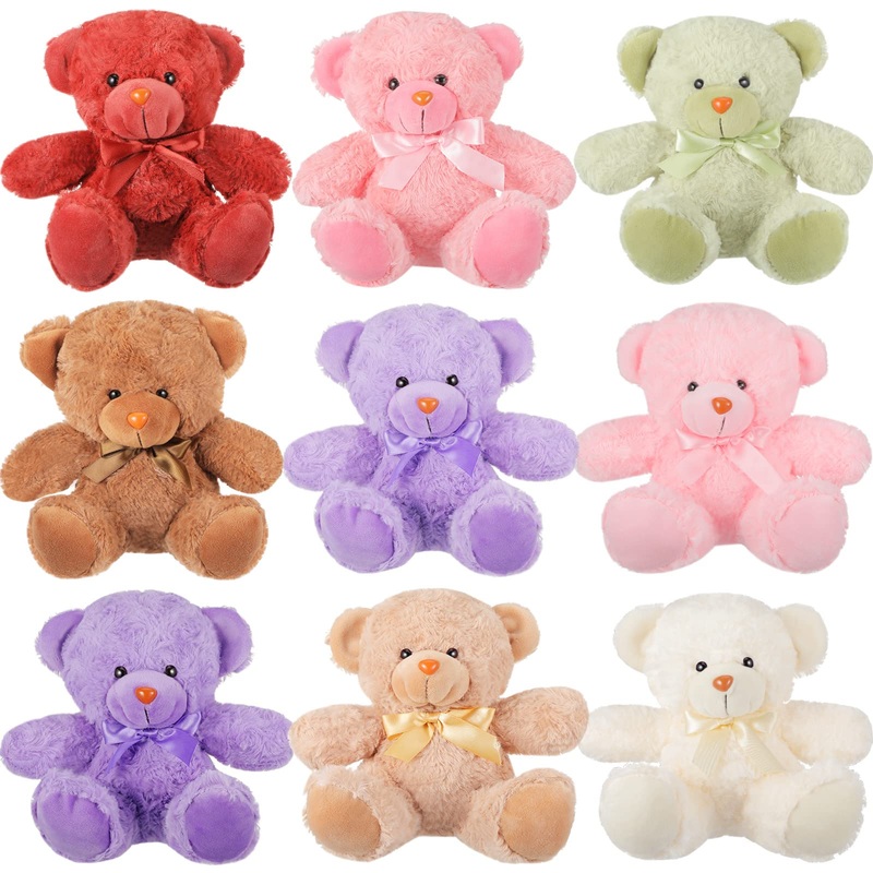 Civaner 9 Packs 8 Inch Bear Stuffed Animals Bulk Plush Bears Doll Toys For Baby Shower Graduation Birthday Wedding Christmas Decorations Party Favor Gift(Multi Color)