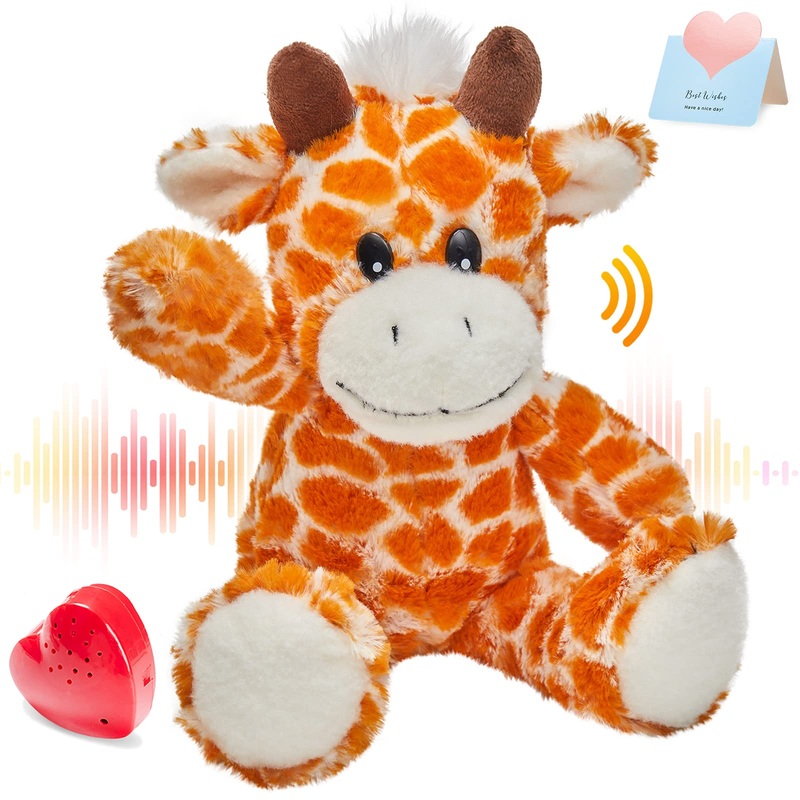 Cozyworld 13' Recordable Giraffe Stuffed Animal,Sweet Soft Plush Toy With Voice Recorder,Giraffe With Voice Recording Heartbeat Birthday Gifts For Toddler Kids